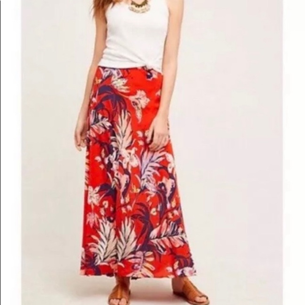 🎉HP🎉Anthropologie HD in Paris Orange Silk Maxi skirt